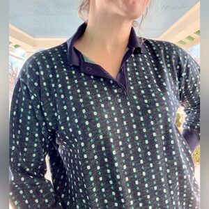 VTG Italian Made Blue & Grewn Collared Sweater